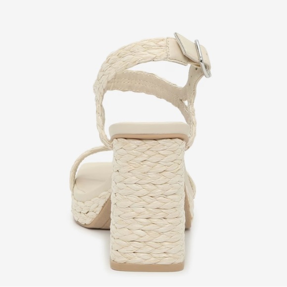 DOLCE VITA Alansa Sandal - Ivory Raffia, 1” Platform 4” Heel - Picture 4 of 5